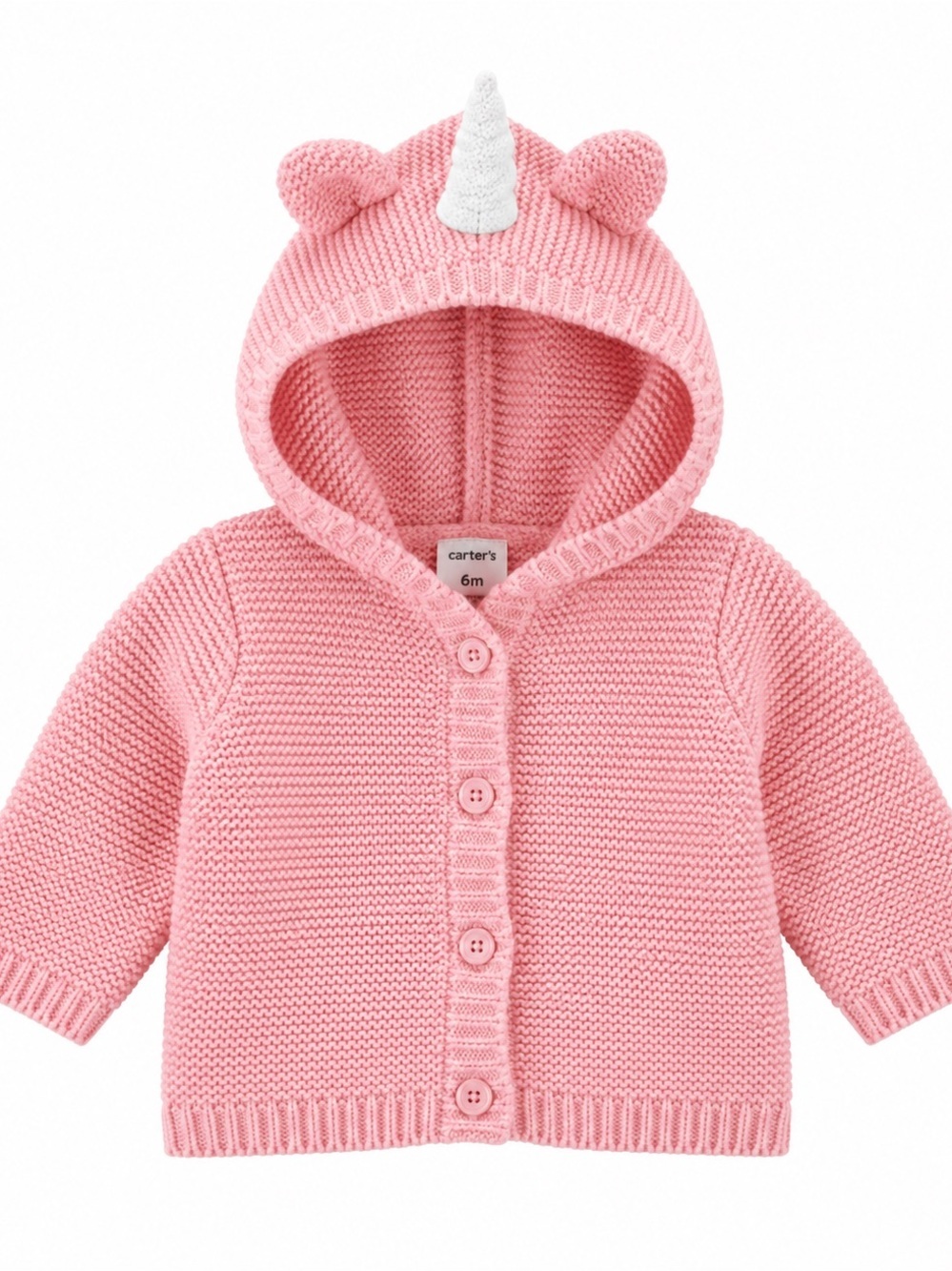 Carter's Pink Knit Button-Up unicorn Hoodie